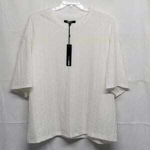 Nova Men T Shirt XXL Samuel Textured Boxy Short Sleeve White NWT